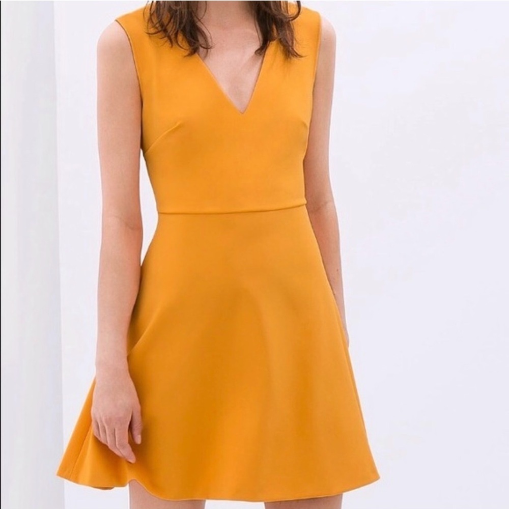 Zara Women women's size medium mustard yellow cutout sleeveless dress